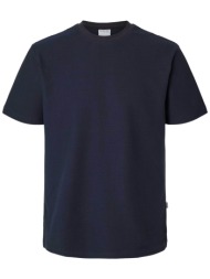 selected ανδρικό πλεκτό t-shirt jacquard regular fit - 16093728 μπλε σκούρο