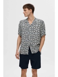 selected ανδρικό κοντομάνικο πουκάμισο με all-over print relaxed fit - 16088360 μπλε ανοιχτό