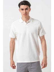 selected ανδρική πόλο μπλούζα jacquard regular fit - 16094152 λευκό