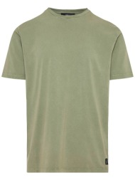 dirty laundry ανδρικό t-shirt με διακοσμητικά γαζιά regular fit - dlmt000572 λαδί