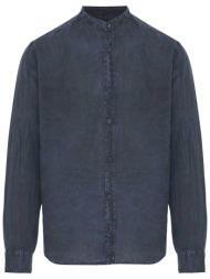 dirty laundry ανδρικό λινό πουκάμισο μάο regular fit - dlms000103 μπλε σκούρο
