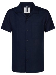 profuomo ανδρικό λινό πουκάμισο με τσέπη slim fit - ppvh10030a μπλε σκούρο