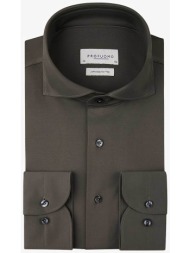 profuomo ανδρικό μονόχρωμο πουκάμισο japanese knitted slim fit - ppvh10047f χακί