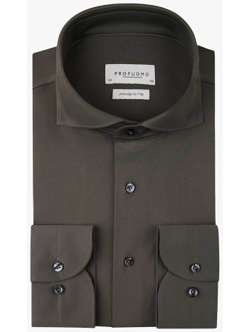 profuomo ανδρικό μονόχρωμο πουκάμισο japanese knitted slim