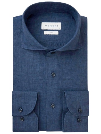 profuomo ανδρικό λινό πουκάμισο μονόχρωμο slim fit  σε προσφορά