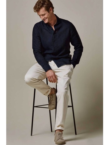 profuomo ανδρικό λινό πουκάμισο μονόχρωμο slim fit  σε προσφορά