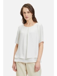 betty barclay γυναικεία μπλούζα μονόχρωμη με πιέτα στην λαιμόκοψη - 8671/2723 λευκό