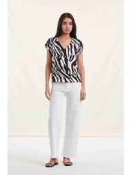 la fée maraboutée γυναικεία μπλούζα με zebra print - fh-to-lamiya-a μαύρο