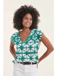 la fée maraboutée γυναικεία λινή μπλούζα με tie & dye print - fh-ts-mirano-m πράσινο