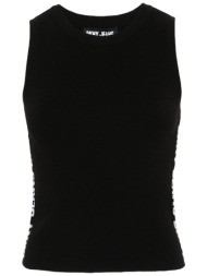 dkny γυναικείο αμάνικο τοπ μονόχρωμο με logo print - dj4r0115 μαύρο
