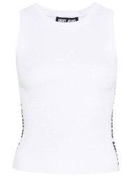dkny γυναικείο αμάνικο τοπ μονόχρωμο με logo print - dj4r0115 λευκό