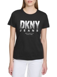 dkny γυναικείο βαμβακερό t-shirt με logo μπροστά - dj4t1058 μαύρο