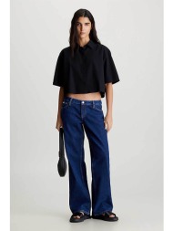ck jeans γυναικείο πουκάμισο cropped με ανοιχτή πλάτη - j20j223426 μαύρο