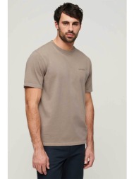 superdry ανδρικό t-shirt μονόχρωμο βαμβακερό με contrast λογότυπο - m6010810a μπεζ