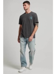 superdry ανδρικό t-shirt μονόχρωμο βαμβακερό με all-over vintage effect look και contrast prints - m