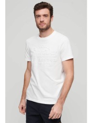 superdry ανδρικό t-shirt μονόχρωμο βαμβακερό με ανάγλυφο tone-on-tone λογότυπο - m1011908a λευκό