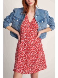attrattivo γυναικείο mini φόρεμα κρουαζέ με floral print - 9918600 κόκκινο