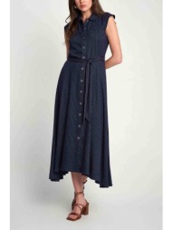 attrattivo γυναικείο midi φόρεμα σεμιζιέ αμάνικο με ριγέ σχέδιο - 9918401 μπλε σκούρο