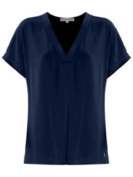 kocca γυναικεία μπλούζα μονόχρωμη σε loose γραμμή - p24pbl1453abun0000 μπλε σκούρο