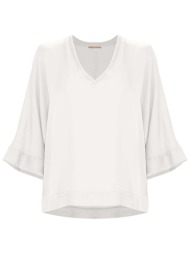 kocca γυναικεία μπλούζα σατέν μονόχρωμη σε loose γραμμή - p24pbl1772abun0000 λευκό