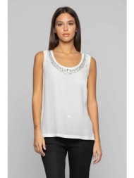 kocca γυναικεία μπλούζα αμάνικη με στρας - p24pcn1425abun0000 λευκό