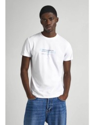 pepe jeans ανδρικό t-shirt μονόχρωμο βαμβακερό με contrast logo και letter print - pm509369 λευκό