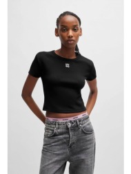 hugo boss γυναικείο t-shirt βαμβακερό μονόχρωμο με λογότυπο `delanor` - 50512000 μαύρο
