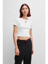 hugo boss γυναικείο t-shirt βαμβακερό μονόχρωμο με λογότυπο `delanor` - 50512000 λευκό
