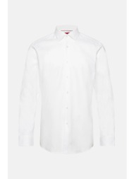 hugo boss ανδρικό πουκάμισο βαμβακερό με στρογγυλεμένο τελείωμα `kenno` - 50508555 λευκό