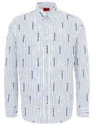 hugo boss ανδρικό πουκάμισο βαμβακερό με all-over print `εmero` - 50508614 denim blue