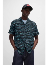hugo boss ανδρικό πουκάμισο με all-over contrast logo print και τσέπη στο στήθος `εllino` - 50515364