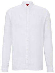 hugo boss ανδρικό λινό πουκάμισο μονόχρωμο `εlvory` - 50490740 λευκό