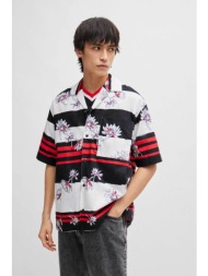 hugo boss ανδρικό πουκάμισο βαμβακερό colorblocked με all-over floral print `εgeeno` - 50514182 πολύ