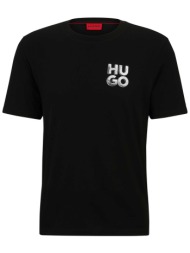 hugo boss ανδρικό t-shirt μονόχρωμο βαμβακερό με contrast logo print μπροστά `detzington241` - 50508
