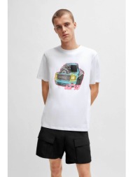 hugo boss ανδρικό t-shirt μονόχρωμο βαμβακερό με graphic print `damotoro` - 50514092 λευκό