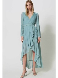 twinset γυναικείο φόρεμα με πλισέ σχέδιο - 241tp2460 γαλάζιο
