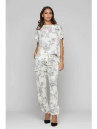 kocca γυναικείο παντελόνι υφασμάτινο cargo με floral σχέδιο `atlante` - p24ppf1954abfa0000 λευκό