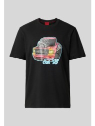 hugo boss ανδρικό t-shirt μονόχρωμο βαμβακερό με graphic print `damotoro` - 50514092 μαύρο