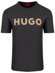 hugo boss ανδρικό t-shirt μονόχρωμο βαμβακερό με contrast logo print `dulivio_u242` - 50513309 μαύρο