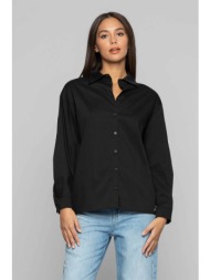 kocca γυναικείο πουκάμισο με δαντέλα στην πλάτη - p24pcm1804abun0000 μαύρο