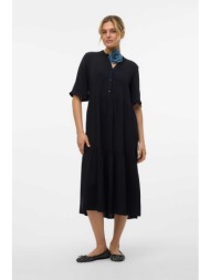 vero moda γυναικείο midi φόρεμα μονοχρωμο - 10308001 μαύρο