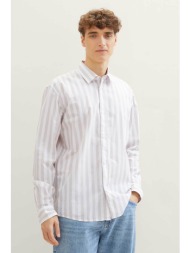 tom tailor ανδρικό πουκάμισο με ριγέ σχέδιο relaxed fit - 1041176 μπεζ
