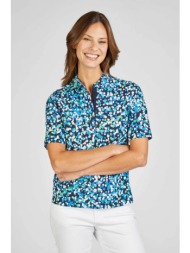 rabe γυναικεία πόλο μπλούζα με all-over print - 52-125350 μπλε