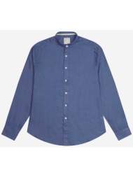 at.p.co ανδρικό λινό πουκάμισο με μάο γιακά `daniel` - a286daniell20- μπλε