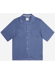 at.p.co ανδρικό κοντομάνικο λινό πουκάμισο με τσέπες - a286jerryl20- μπλε