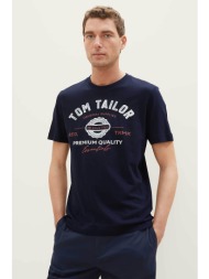 tom tailor ανδρικό t-shirt με λογότυπο και lettering regular fit - 1037735 μπλε σκούρο