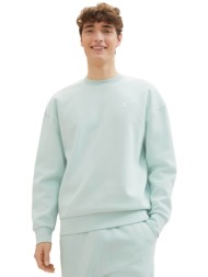 tom tailor ανδρική μπλούζα φούτερ με logo print relaxed fit - 1041243 βεραμάν ανοιχτό