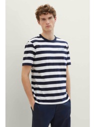 tom tailor ανδρικό t-shirt με ριγέ σχέδιο και λογότυπο regular fit - 1040900 μπλε σκούρο
