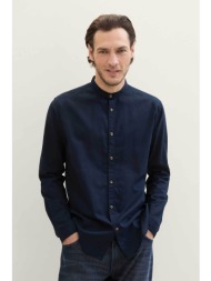 tom tailor ανδρικό πουκάμισο μάο από λινάρι και βαμβάκι regular fit - 1040140 μπλε σκούρο