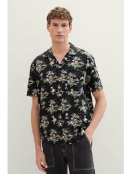 tom tailor ανδρικό κοντομάνικο πουκάμισο με floral print relaxed fit - 1040992 μαύρο